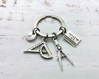 Math gift, math teacher gift, math student gift, math gift for her, engineer keychain, engineering student, math graduation