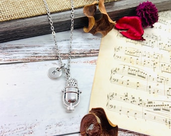 Microphone Necklace, Microphone Gift, Music Lover Gift, Music Necklace, Singer Necklace, DJ Jewelry, Musician Gift, Birthday, Christmas