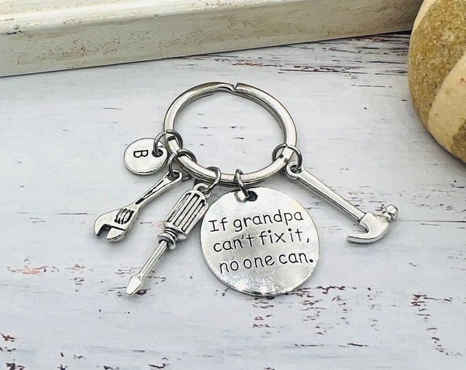 If Grandpa Can't Fix It Keychain,Keychain Tools,Gift For Grandpa From Grandchildren,Grandpa Father's Day Gift,Dad Appreciation Gift,Building