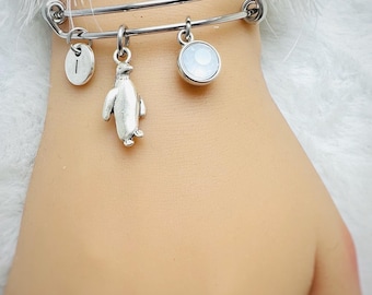 Penguin bracelet, Penguin Gift, Penguin charm, Silver Penguin, Animal Gift, Animal bracelet, Pinguin geschenk, Animal lover, Animal, Gift,