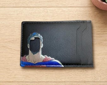 Personalized Superman Wallet, Photo ID Card Sleeve, Geeky Birthday Gift for Him, Minimalist Credit Card Case, Handmade Superhero