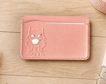 Batgirl Faux Leather Card Holder with ID Window Mask, Slim Pink Hero's ID Wallet, Geek Gift for DC Comics Fans and Cosplay