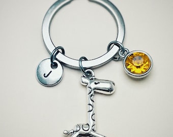Giraffe Key chain, Giraffe Keyring, Silver Giraffe, Giraffe keychain, Animal key ring, Giraffe Jewelry, Giraffe Lover, Giraffe Themed, BFF