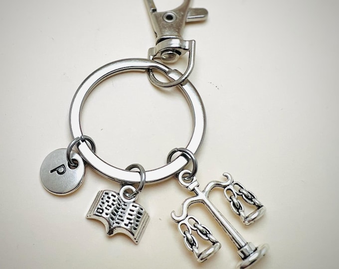 Law Student Gift, Justice Symbol Keychain, Scales of Justice Keychain, Law Graduate Gift, Libra, Lawyer Gift, Attorney, Legal,
