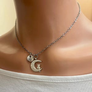 Moon and Cat Jewelry,Moon and Cat Necklace,Moon Gift for Women, Wife Necklace,Cat Lovers Gift, Best Friend Gift, Mother Gift, Sister Gift