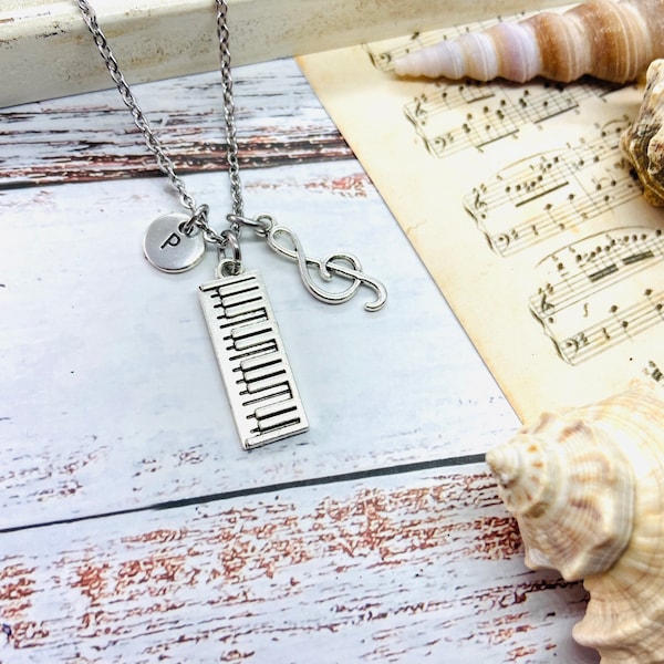 Klavier-Halskette, Klavier-Geschenke, Klavier-Schmuck, Musik, Keyboard-Halskette, Keyboard, Musikband