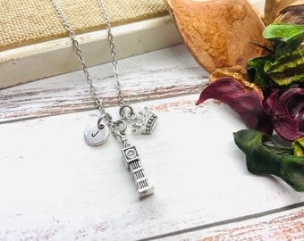 Sterling Silver Womens 1mm Box Chain 3D Big Ben Clock Tower Or Elizbeth Tower Pendant Necklace Sterling Silver Womens 1mm Box Chain 3D Big Ben Clock Tower Or Elizbeth Tower Pendant Necklace