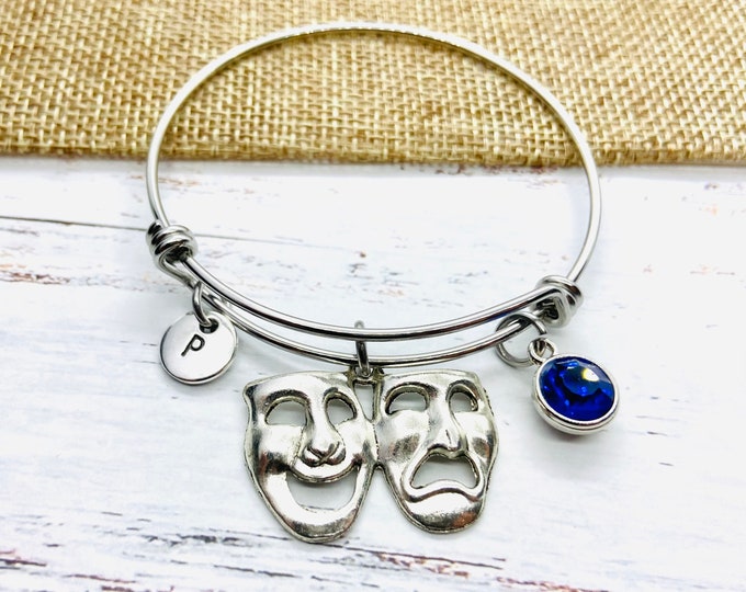 Theatre mask jewelry,Drama Bracelet, drama teacher gift, drama student gift, Theatre Bracelet, Comedy Bracelet, Drama Gift, comedy mask