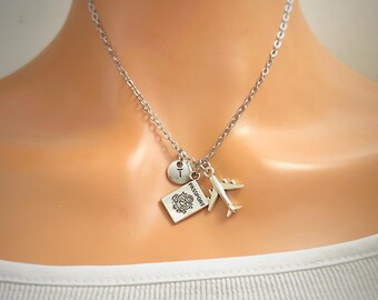 Flight Attendant Necklace, Flight Attendant Gift, Travel Necklace, Travel Gift, Traveling, Travel Companion, Plane, Passport