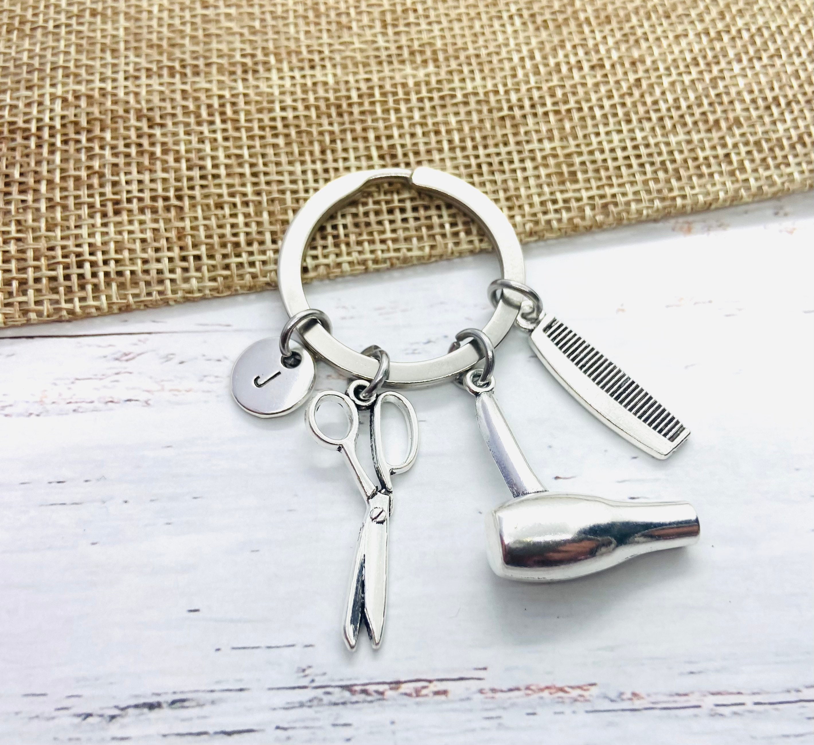 Scissors Keychain, Silver Keychain, Scissors Charm, Sewing Key Ring,  Seamstress Key Chain, Hair Stylist Keychain, Hairdresser Key Fob, Gift 