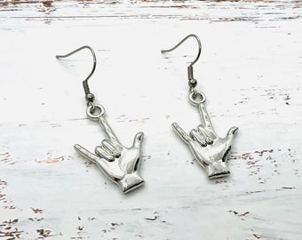 ASL Earrings for Women, American Sign Language, I Love You, Asl Interpreters Gifts, Gift for the Deaf, for her