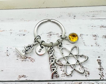 Cadeau de geek scientifique, porte-clés scientifique, cadeau pour geek, Atome, ADN, Chimiste, Chimie, Physique