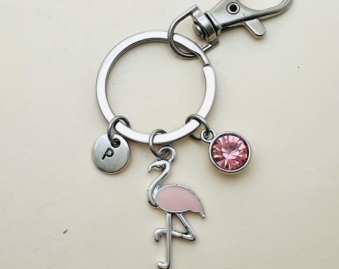 Flamingo keychain, flamingo gift, personalized flamingo, flamingo lover gift, flamingo gifts for women, women's gifts