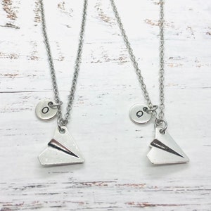 Best friend Gifts, Plane necklaces, Necklace for 2, Paper Plane Necklace Set, friendship necklace for 2, friends necklace for 2,bff necklace