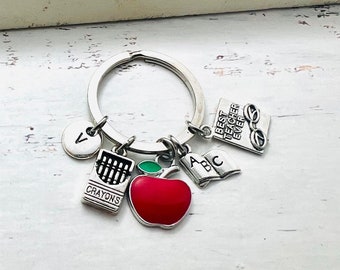 Personalized, gift for women, Teacher Keychain, Teacher Keyring, Teacher Charm Gift, Teacher Gifts, Bracelet for Teacher, 