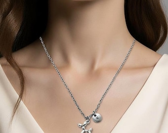 balloon dog pendant necklace, 3D balloon dog, fun and playful jewelry, birthday gift,