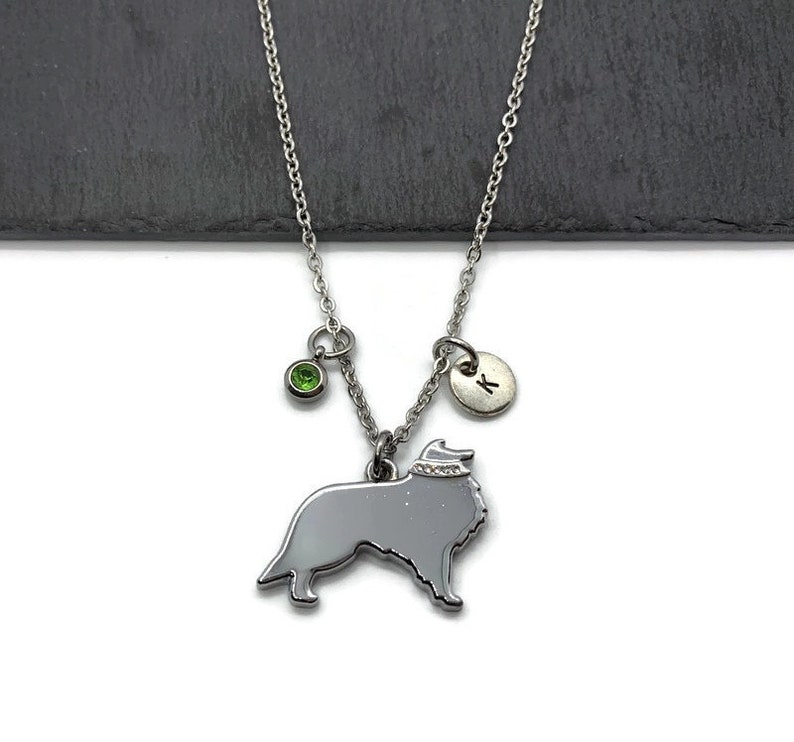 Collie Gifts Collie Necklace Personalised Letter Necklace Personalised Collie Jewellery Sterling Silver Dog Necklace