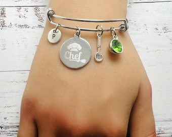 chef bracelet, chef gifts, culinary student graduation gift, chef bracelet, food jewelry, chef gift, culinary arts graduation gift