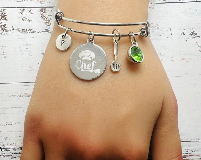 chef bracelet, chef gifts, culinary student graduation gift, chef bracelet, food jewelry, chef gift, culinary arts graduation gift