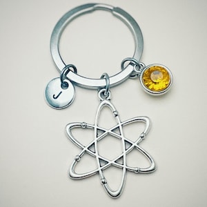 Atom Keyring, Atom Keychain,  Physics gift, Science Gift, Physics jewelry, Chemistry gift, Gift for her, Gift for him