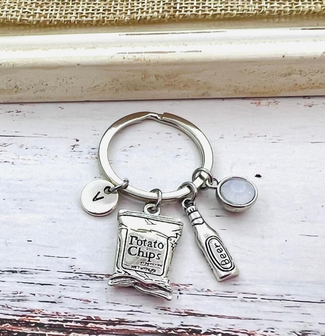 French Fries Keychain, Bag of Chips Gift, Beer Keychain , Dad Keychain ...