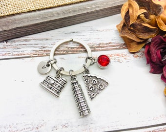 Italy gifts , Italy jewelry, Italy keychain, Italy Keyring, Gift for Italian, Italian gifts, Pizza, Rome, Colosseum, Tower of Pisa, Roman