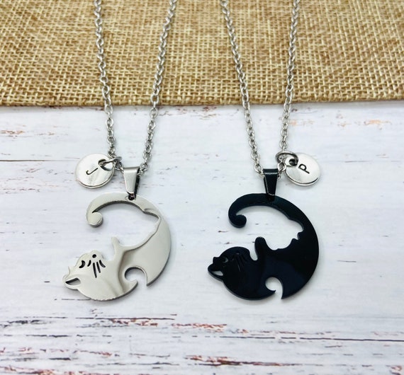 Amazon.com: Colentine Cat Couples Necklace Cute Cat Hugging Puzzle Matching  Necklaces Gift for Valentine's Day (Black): Clothing, Shoes & Jewelry