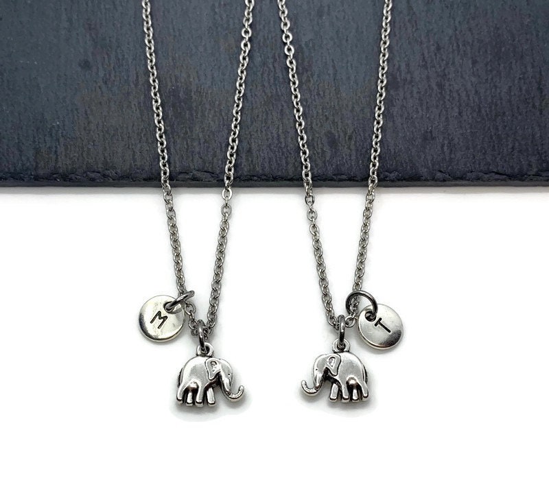 Elephant necklaces Set of two Best friend necklace Friendship