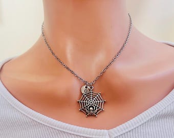 Cobweb necklace, cobweb jewellery, cobweb and spider, alternative jewellery, witch gifts, witch costume for Halloween, girlfriend's birthday