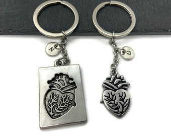 Couples Keychain Set, Anatomical Heart Keychain, Heart Plaque, Heart Necklace, Boyfriends, Boyfriend Gift, Heart Set, Valentine's Day