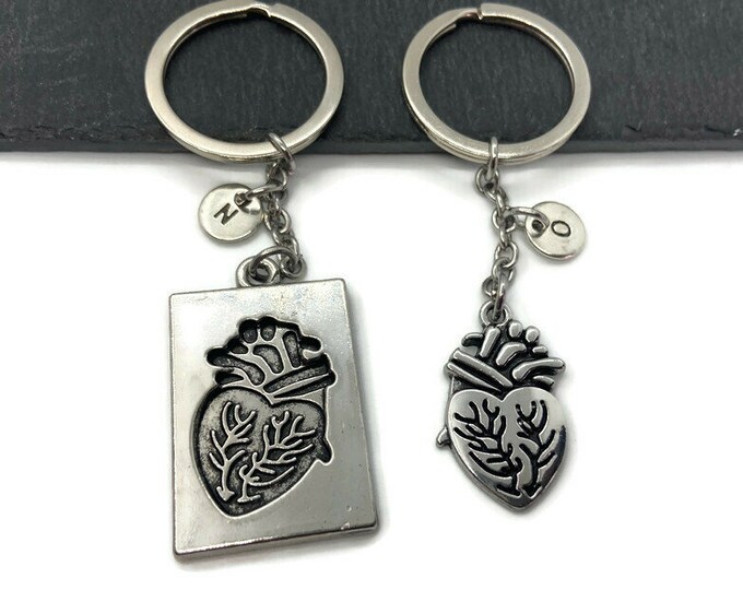 Couples Keychain Set, Anatomical Heart Keychain, Heart Plaque, Heart Necklace, Boyfriends, Boyfriend Gift, Heart Set, Valentine's Day