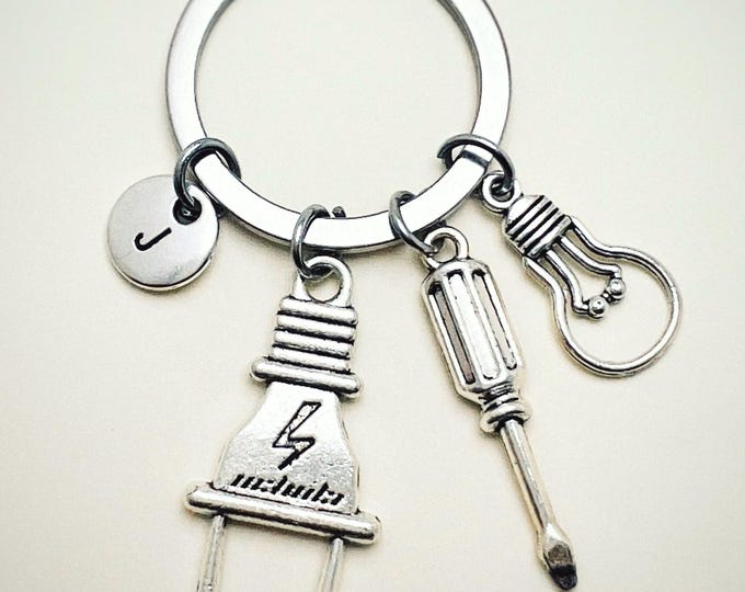 Electrical Engineer Keychain Gift, Engineering Keychain, Electrician Student, Light Bulb, Light Bulb Idea, Electrical Socket, Screwdriver