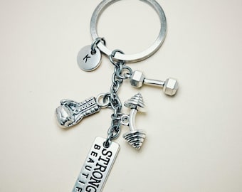 Fitness keychain, gym keychain, weightlifting keychain, boxing keychain, motivation keychain, fitness gift for him, workout gift