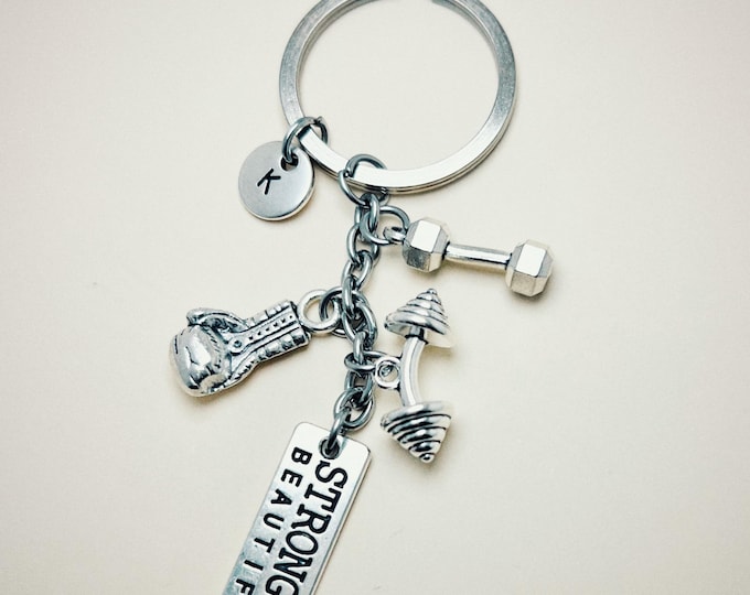 Fitness keychain, gym keychain, weightlifting keychain, boxing keychain, motivation keychain, fitness gift for him, workout gift