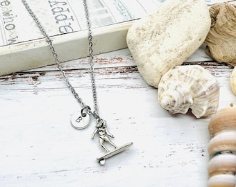 Surfer gifts, Surfer necklace, Surfer charm necklace, Surfing Gift, Surfing Jewelry, Mens, Boyfriend, Brother, Friend, Birthday, Christmas