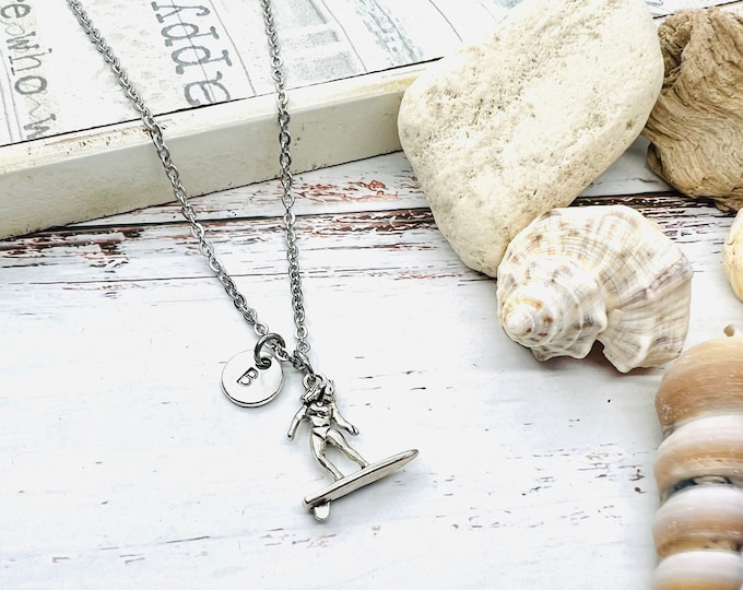 Surfer gifts, Surfer necklace, Surfer charm necklace, Surfing Gift, Surfing Jewelry, Mens, Boyfriend, Brother, Friend, Birthday, Christmas