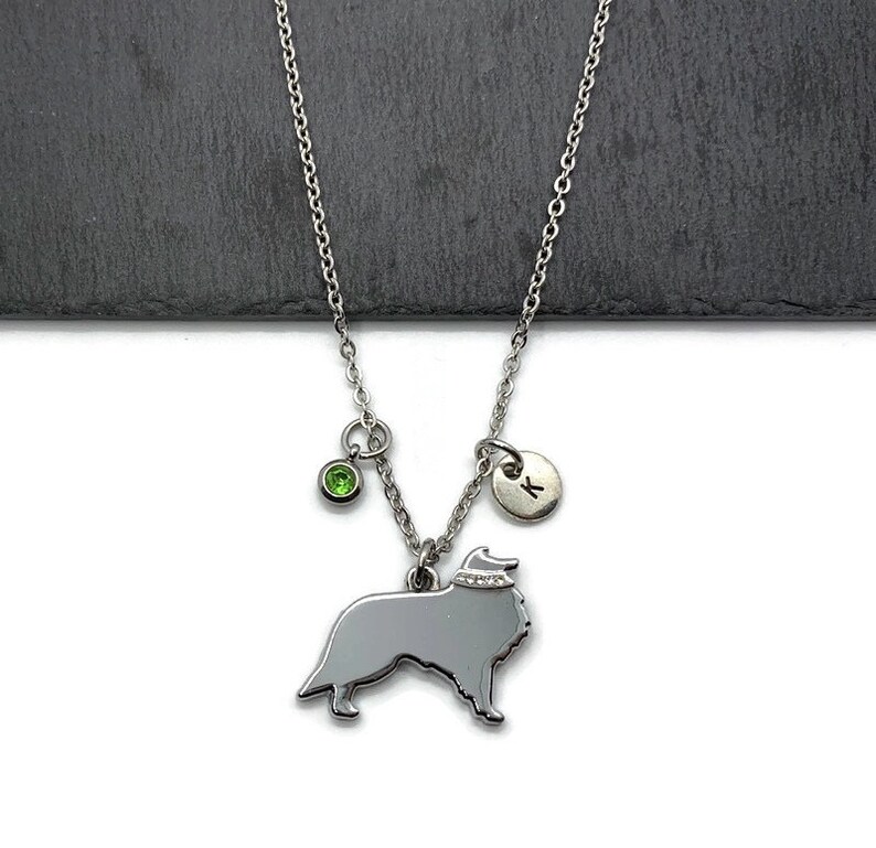 Collie Gifts Collie Necklace Personalised Letter Necklace Personalised Collie Jewellery Sterling Silver Dog Necklace
