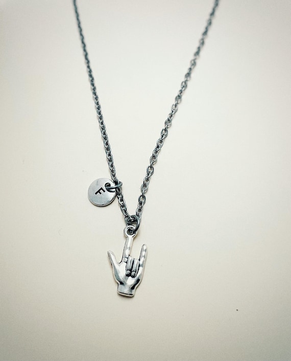 Sign Language Necklace Sign Language Jewelry I Love You Sign Necklace Sign Necklace Sign Language Symbol Sign Language Necklace Etsy UK