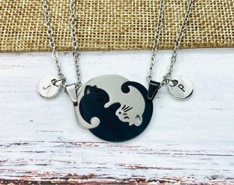 Personalized Couple Necklaces,Stainless Steel Pet Matching Cute Cat, Puzzle Pendant Necklace,Anniversary Gift,Valentine's gift