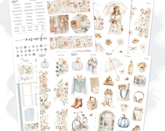November Monthly Decorative Stickers For Journals and Planners