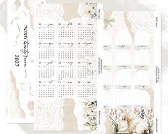 2027 Hobonichi Weeks Yearly Stickers, Year at a Glance and Front Page Setup for Weeks planner - Petit Lapin