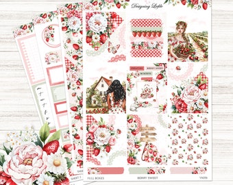 Vertical Weekly Planner Sticker kit | Berry Sweet | Vertical planner stickers | VK056