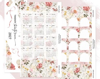 2027 Hobonichi Weeks Yearly Stickers, Year at a Glance and Front Page Setup for Weeks planner - Jardin Poudre