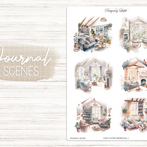 Cozy Living Room/Vol 2 - Journal scene stickers - Premium Matte or Transparent Glossy | JSC018