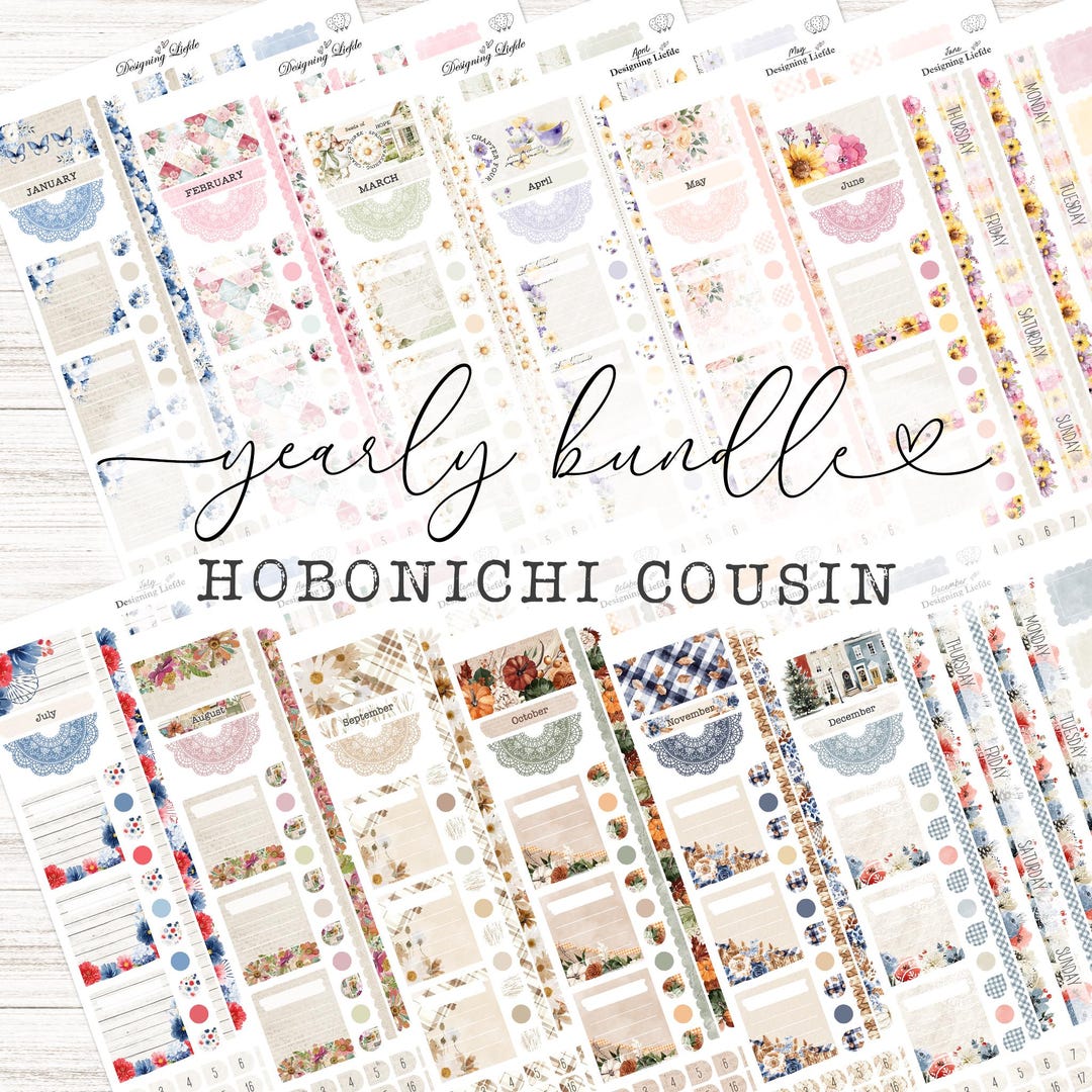 Hobonichi Cousin Monthly Planner Sticker Kit Bundle ~ 12 Months - Etsy