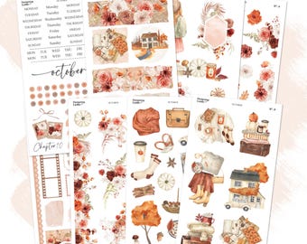 October Monthly Decorative Stickers For Journals and Planners