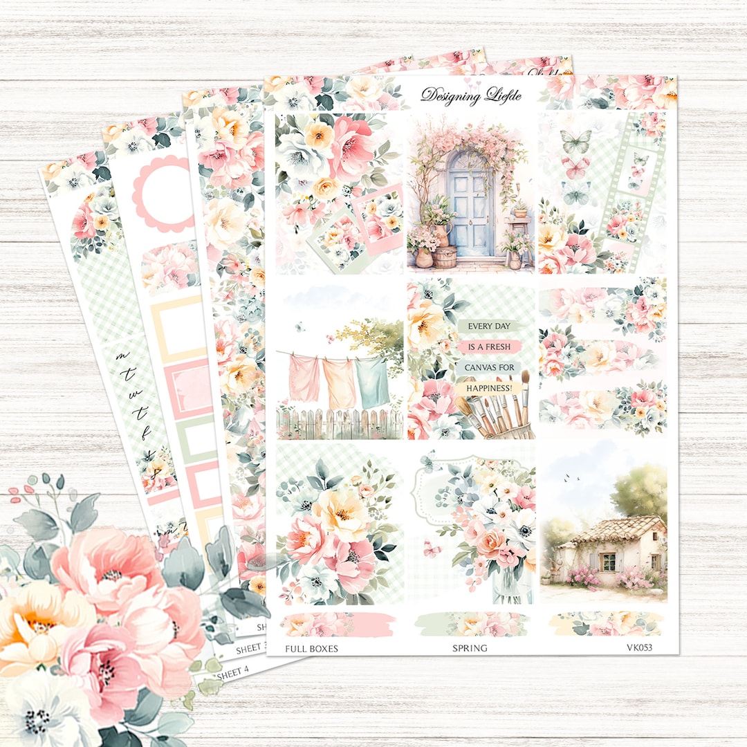 Vertical Weekly Planner Sticker Kit SPRING Vertical Planner Stickers ...