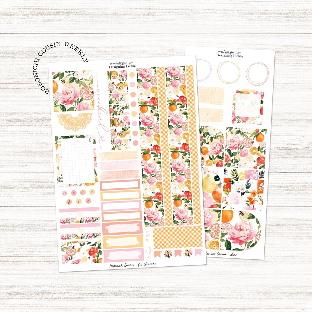 Hobonichi Cousin Weekly Planner Sticker Kit - Sweet Oranges - Etsy