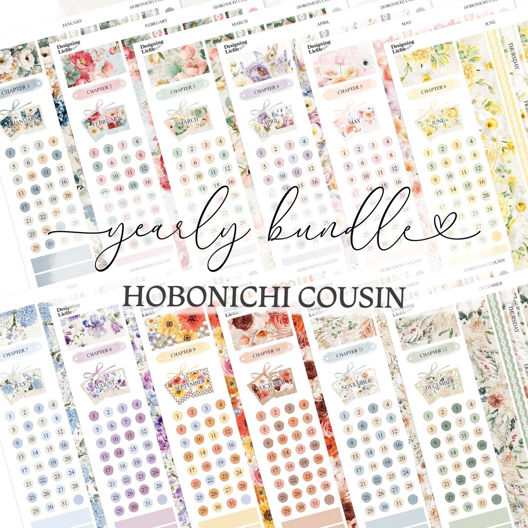 January Kit Sticker 2027 Hobonichi Cousin Monthly Planner Sticker Kit Bundle ~ 12 Months - Etsy