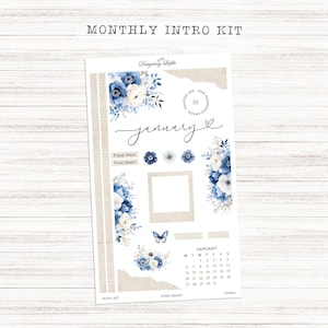 January monthly intro/dashboard planner sticker kit - Any planner